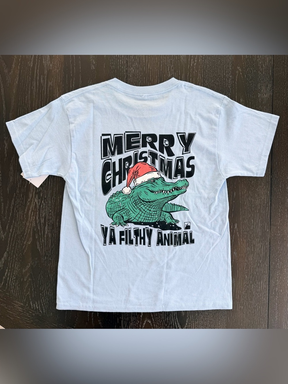 Flomotion Kids Light Blue Christmas Alligator Graphic Tee - S (6/7)